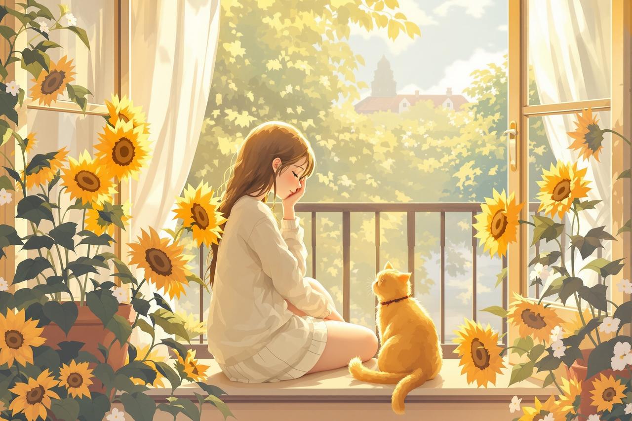 日漫网页板 - 猫与向日葵