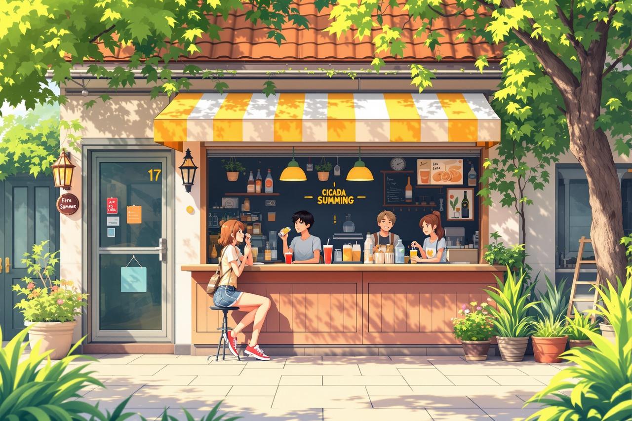 日漫网页板 - 夏日汽水与蝉鸣